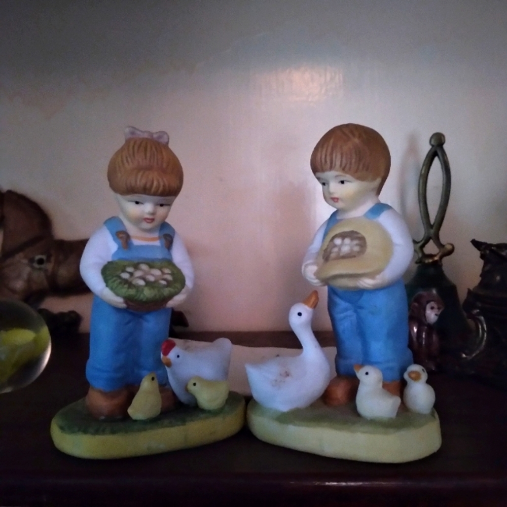 Porcelain Farmer Boy and Girl Collectable